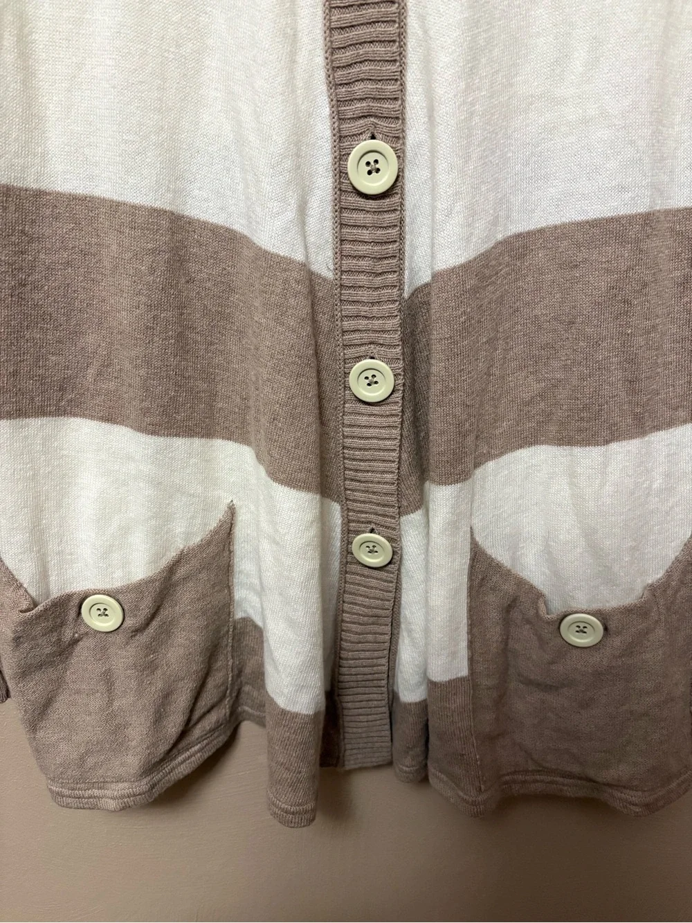 Free People Cream Tan Striped Button Cardigan Size XS NWT New